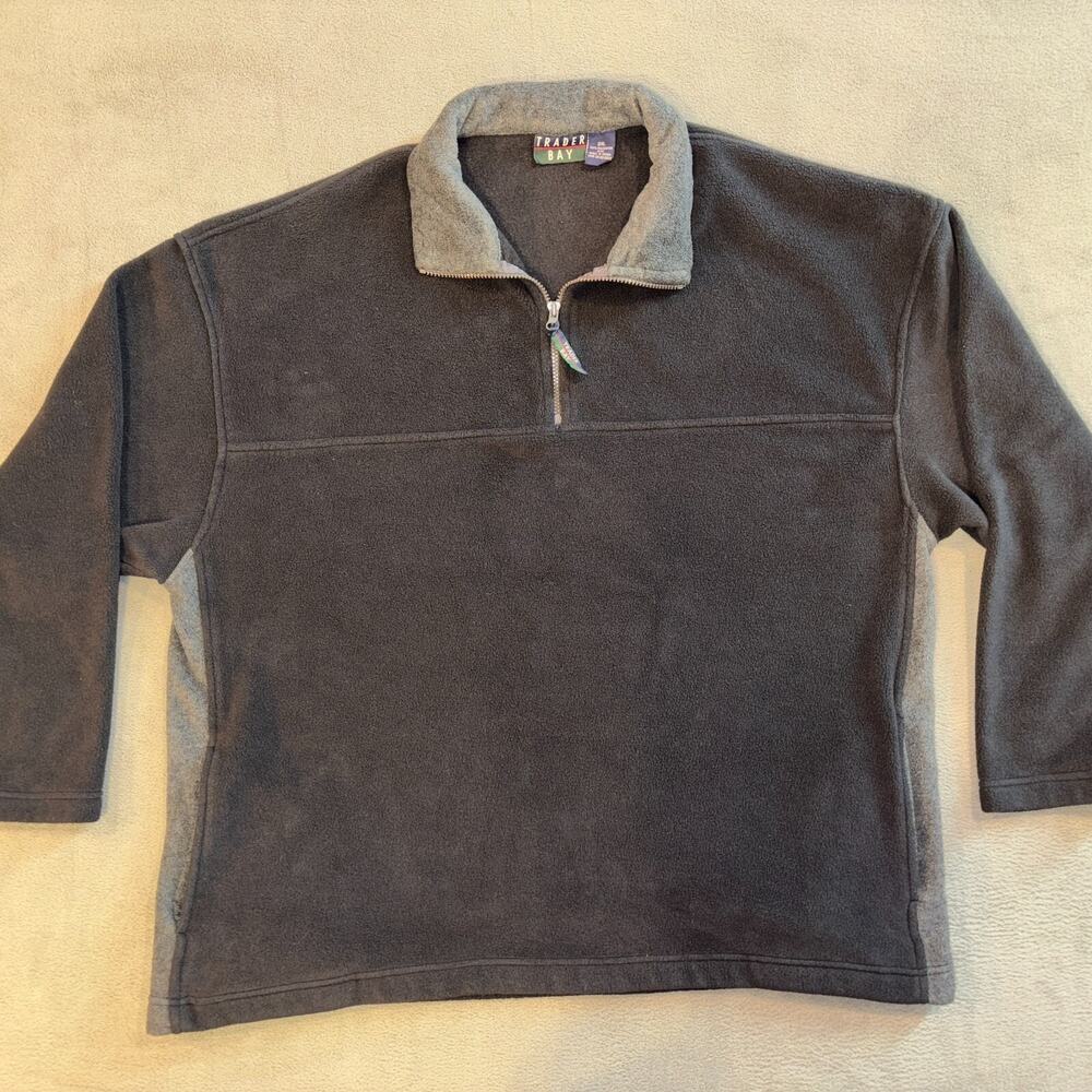 Trader Bay Black 1/4 Zip Fleece Jacket Pullover Sweater Men’s 2XL
